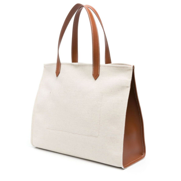 NEW BALMAIN PARIS B ARMY SUMMER CANVAS LEATHER TOTE SHOPPER BAG - Picture 9 of 10